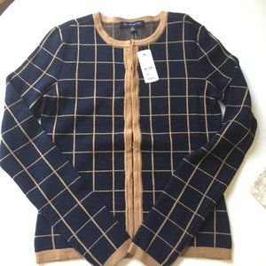 NWT Brooks Brothers Windowpane Wool-Blend Cardigan